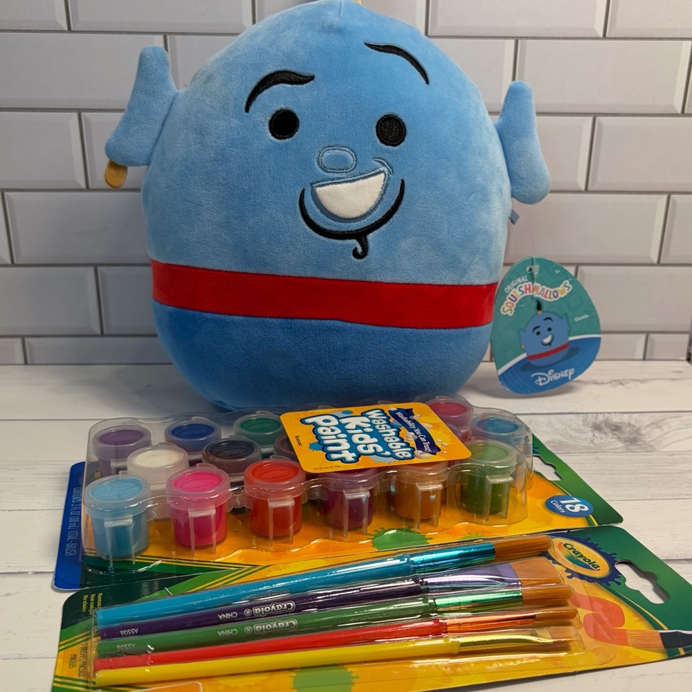 Disney Blue Plush Character with Multi-Color Kids Paint Set